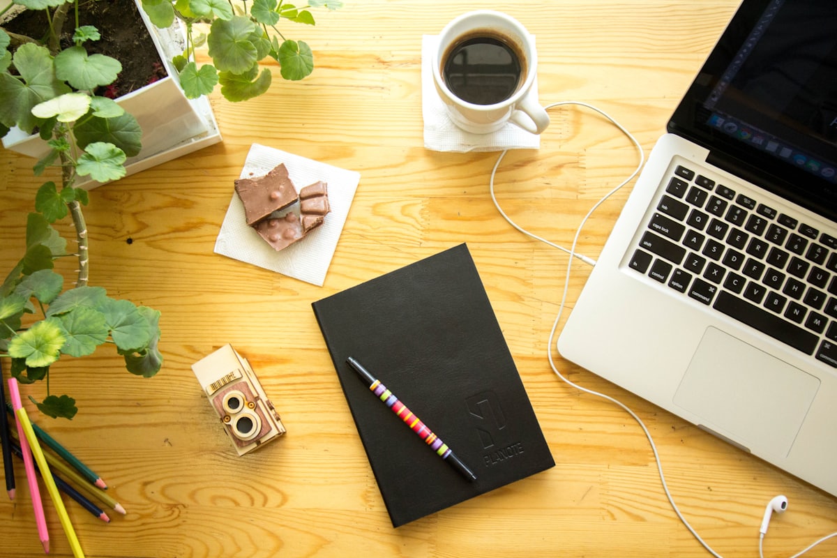 A workspace with a laptop
